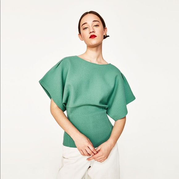 NWOT Zara Beige Corset Style Kimono Sleeve Sweater - Picture 7 of 8